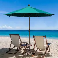 Arlmont & Co. Kalida Sunbrella 9Ft Patio Umbrella, Macaw Green — Outdoor Tables & Table Components: From $99