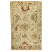 Tufenkian Ashkabad Hand-Knotted Rectangle 4' x 6' Wool Area Rug in Beige/Red/Taupe