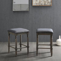 August Grove Wood Upholstered Swivel Counter Height Stool, Set of 2