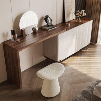 Hokku Designs 47.24"white Solid wood six-drawer dresser with stool