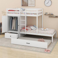 Harriet Bee Shauna Kids Twin Over Twin Bunk Bed with Trundle with Drawers