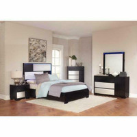 Coaster Furniture 5 Piece Bedroom Set with LED Lighted Headboard