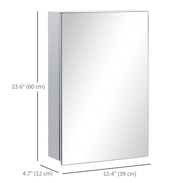 Mirror Cabinet 15.4" x 4.7" x 23.6" Silver in Hutches & Display Cabinets - Image 3