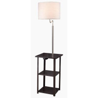 Latitude Run® 58" Squared Sofa Side Shelves Table Lamp W/ Power Station