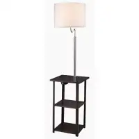 Latitude Run® 58" Squared Sofa Side Shelves Table Lamp W/ Power Station
