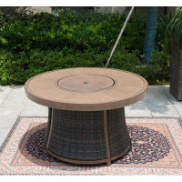 Lark Manor Areefa 24.61'' H x 42'' W Iron Propane Outdoor Fire Pit Table with Lid