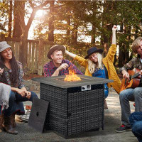 Red Barrel Studio Outdoor Propane Fire Pit Table With Lid