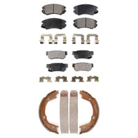 Front Rear Ceramic Brake Pads & Parking Shoes Kit For Hyundai Elantra Kia Sonata Sportage KTN-100657