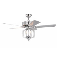 Mercer41 Ceiling Fans With Lights(No Include Bulb)  And Remote 52 Inch Bedroom Ceiling Fan With Light Crystal Chandelier