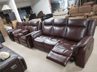 Lord Selkirk Furniture - 3Pc Cody Power Recliner Set in Brown (Sofa, Loveseat &amp; Chair)