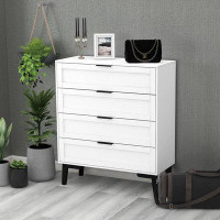 Rubbermaid White 4 Drawer Dresser For Bedroom,Wood Lingerie Chest Of Drawers For Bedroom,Modern 36Inch Tall White Dresse