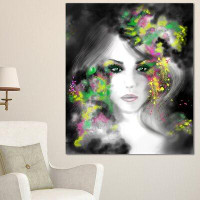 Made in Canada - Design Art 'Fantasy Portrait Woman' Graphic Art on Wrapped Canvas