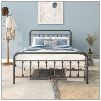 August Grove FULL Metal Platform Bed Frame with Headboard