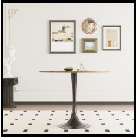 Latitude Run® Round Dining Table, 31.5" Kitchen Dining Table 2-4 People with MDF Table Top & Pedestal Base