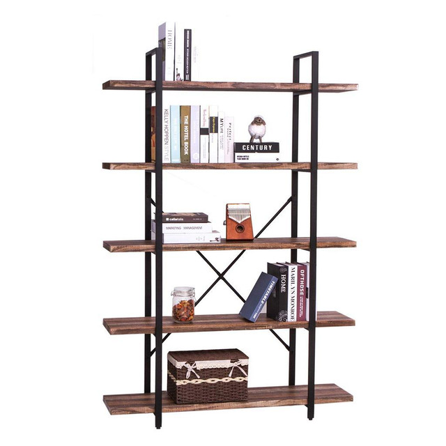 NEW 5 TIER RUSTIC BOOKSHELF & BOOKCASE HOME OFFICE S3139 in Other in Alberta - Image 2