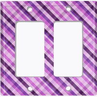WorldAcc Metal Light Switch Plate Outlet Cover (Purple Picnic Plaid Wall Paper - Single Toggle)