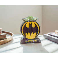 Silver Buffalo Batman Bat Logo 9-inch Ceramic Planter With Artificial Succulent