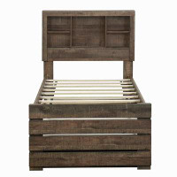 Millwood Pines Bookcase Captain Bed with Three Drawers and Trundle
