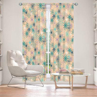 East Urban Home Lined Window Curtains 2-panel Set for Window Size by Metka Hiti - Snowflakes Peach Teal