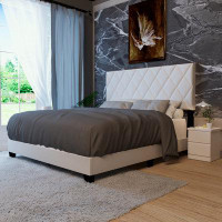 Ebern Designs Simple Style Queen Size Upholstered Bed with Adjustable Headboard