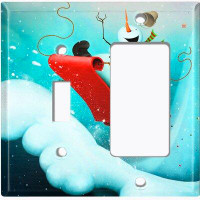 WorldAcc Metal Light Switch Plate Outlet Cover (Snow Man Slay Ride - (L) Single Toggle / (R) Single Rocker)