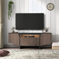 Wrought Studio TV Stand with LED Lights,Storage Cabinet and Shelves