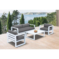 Greyleigh™ Raylan Aegean Outdoor 4 Piece Set In Dark Grey Finish And Charcoal Cushions
