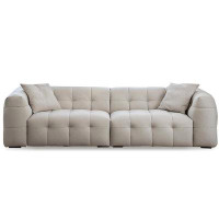 MABOLUS 106.30" Beigegrey Faux leather Modular Sofa cushion couch