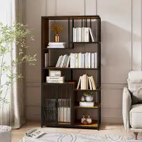 17 Stories Multipurpose Bookshelf Storage Rack, Left Side with Enclosed Storage Cabinet