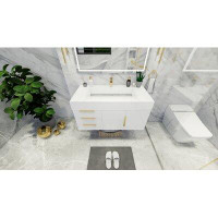 Etta Avenue™ Creekmore 42" High Gloss White Wall Mounted Vanity With Reinforced Acrylic Sink (Left Side Drawers)