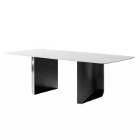 Ivy Bronx Black Titanium Stainless Steel Dining Table With Rock Plate - Supports Up To 68.5 Kg