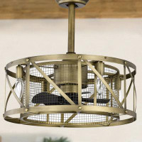 17 Stories 12" Ivaila 5 - Blade Caged Ceiling Fan with Remote Control