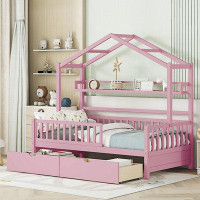 Gemma Violet Wooden Twin Size House Bed With 2 Drawers