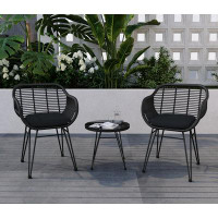 Wade Logan Buschi Round 2 - Person 21'' L Outdoor Conversation Set with Cushions