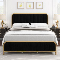 Etta Avenue™ Structure de lit tapissier à 4 tiroirs Shanta