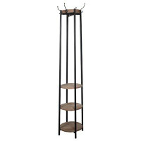 17 Stories Holcroft Iron 4 - Hook Freestanding Coat Rack with Storage