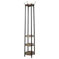 17 Stories Holcroft Iron 4 - Hook Freestanding Coat Rack with Storage
