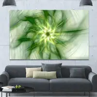 Design Art 'Rotating Bright Green Flower' Graphic Art on Wrapped Canvas