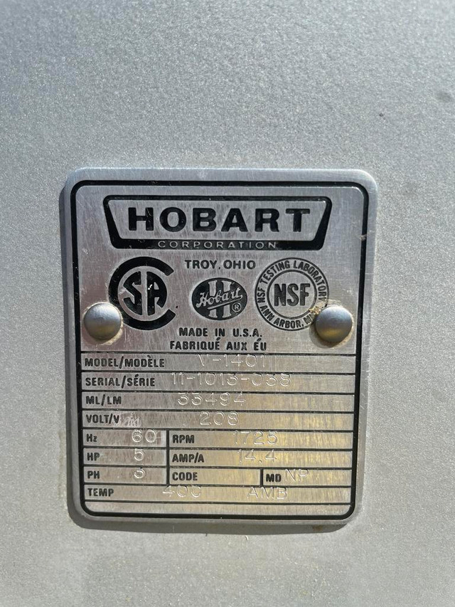 Hobart 140 Qt Mixer Model # V1401 in Industrial Kitchen Supplies in Ontario - Image 4
