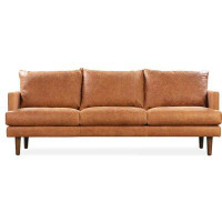 Joss & Main Jeffrey Full-Grain Genuine Italian Leather Sofa