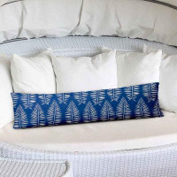Bayou Breeze 12" X 48" Blue And White Blown Seam Tropical Lumbar Indoor Outdoor Pillow