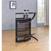 Alma Dallas 2-shelf Home Bar Silver and Frosted Glass