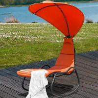 Arlmont & Co. Arlmont & Co. Outdoor Chaise Hanging Chair Swing Cushioned Canopy Lounger Beige
