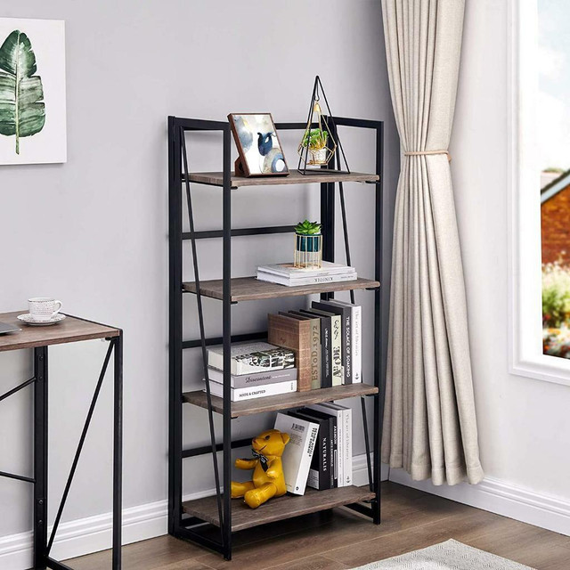NEW INDUSTRIAL 4 TIER FOLDING BOOK SHELF HOME & OFFICE 427911 in Bookcases & Shelving Units in Regina - Image 2