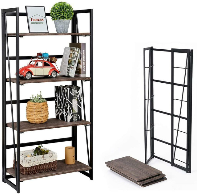 NEW INDUSTRIAL 4 TIER FOLDING BOOK SHELF HOME & OFFICE 427911 in Bookcases & Shelving Units in Edmonton
