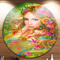 Made in Canada - Design Art 'Fairy Woman with Colourful Flowers' Graphic Art Print on Metal