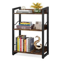 Latitude Run® 3-Tier Wood Bookcase Industrial Bookshelf