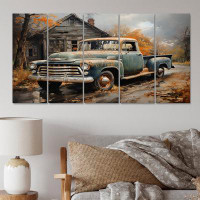 Williston Forge Pickup Truck Atmospheric Impressionism II - Transportation Wall Art Living Room - 5 Equal Panels