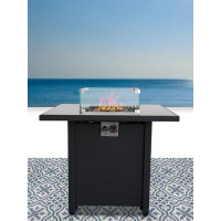 Latitude Run® 30” Black Powdercoated Metal Fire Pit With Smoked Glass Top