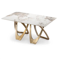 Mercer41 Brilliant Sintered Stone Dining Table - 55.1 X 31.5 X 29.5 Inches